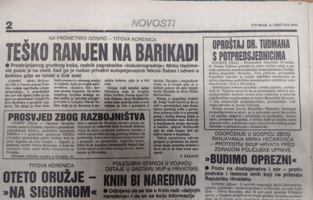 Нови лист, текст Симе Кљајића из 1991. године (фото: УНС)